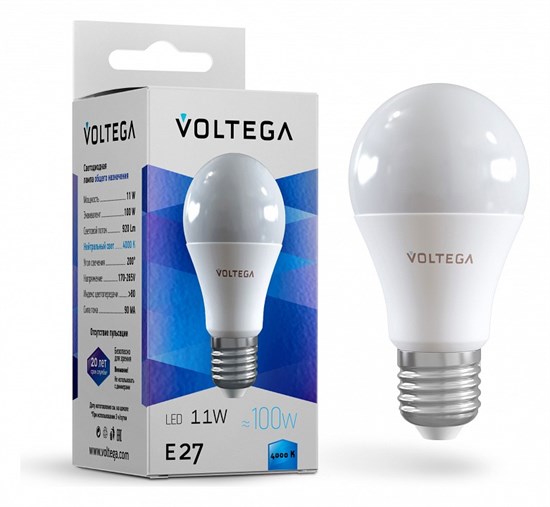 Лампа светодиодная Voltega Simple E27 11Вт 4000K 5738 - фото 3579127