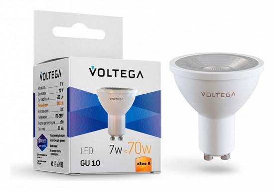 Лампа светодиодная Voltega Simple GU10 7Вт 2800K 7060 - фото 3579139