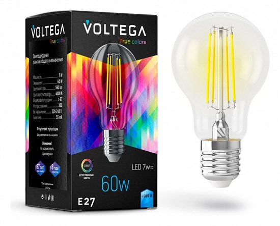 Лампа светодиодная Voltega True colors E27 7Вт 4000K 7155 - фото 3579162