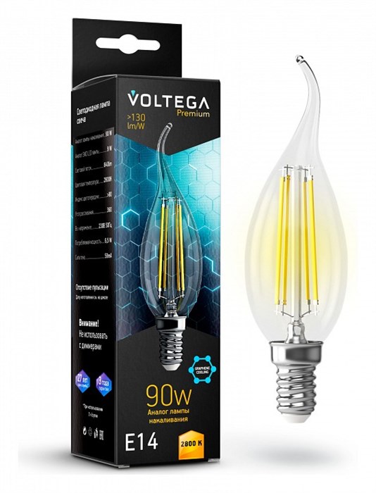Лампа светодиодная Voltega Premium E14 7Вт 2800K 7132 - фото 3579167