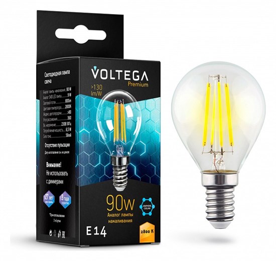 Лампа светодиодная Voltega Premium E14 7Вт 2800K 7136 - фото 3579169