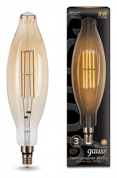 Лампа светодиодная Gauss LED Vintage Filament E27 6Вт 2400K 155802008 - фото 3592684