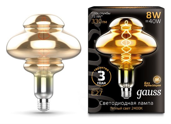Лампа светодиодная Gauss LOFT Led Vintage Filament Flexible E27 8Вт 2400K 162802008 - фото 3592685