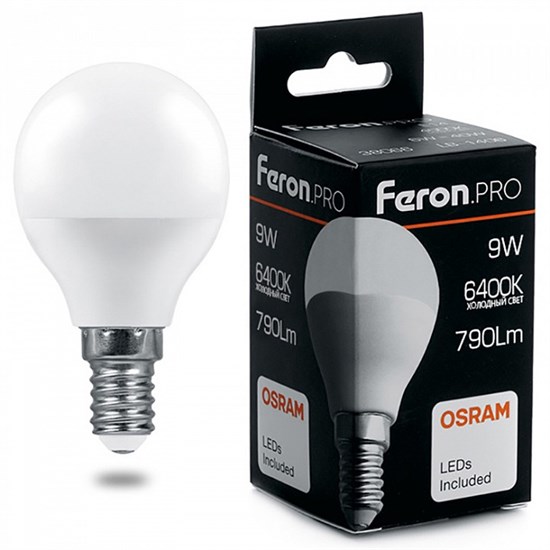 Лампа светодиодная Feron LB-1409 E14 9Вт 6400K 38079 - фото 3818752