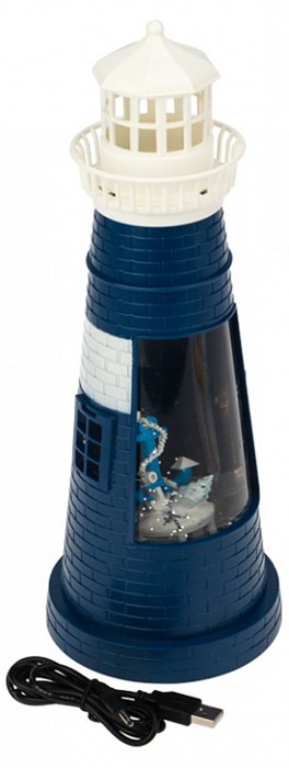 Архитектурная фигура Маяк синий с конфетти и подсветкой 501-171 - фото 3851514
