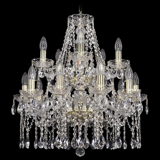 Подвесная люстра Bohemia Ivele Crystal 1413 1413/10+5/200/2d/G BI_1413_10_5_200_2d_G - фото 9857756