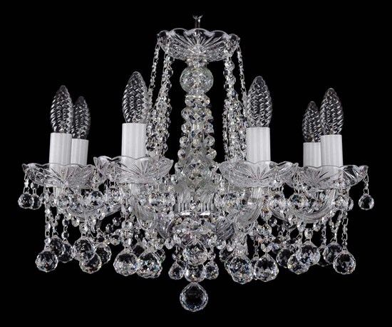 Подвесная люстра Bohemia Ivele Crystal 1413 1413/8/165/Ni/Balls BI_1413_8_165_Ni_Balls - фото 9859183